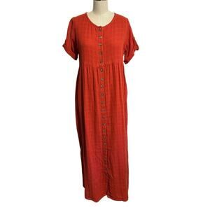 NWT Saint Helena Tomato Red Button Smock Dress Small